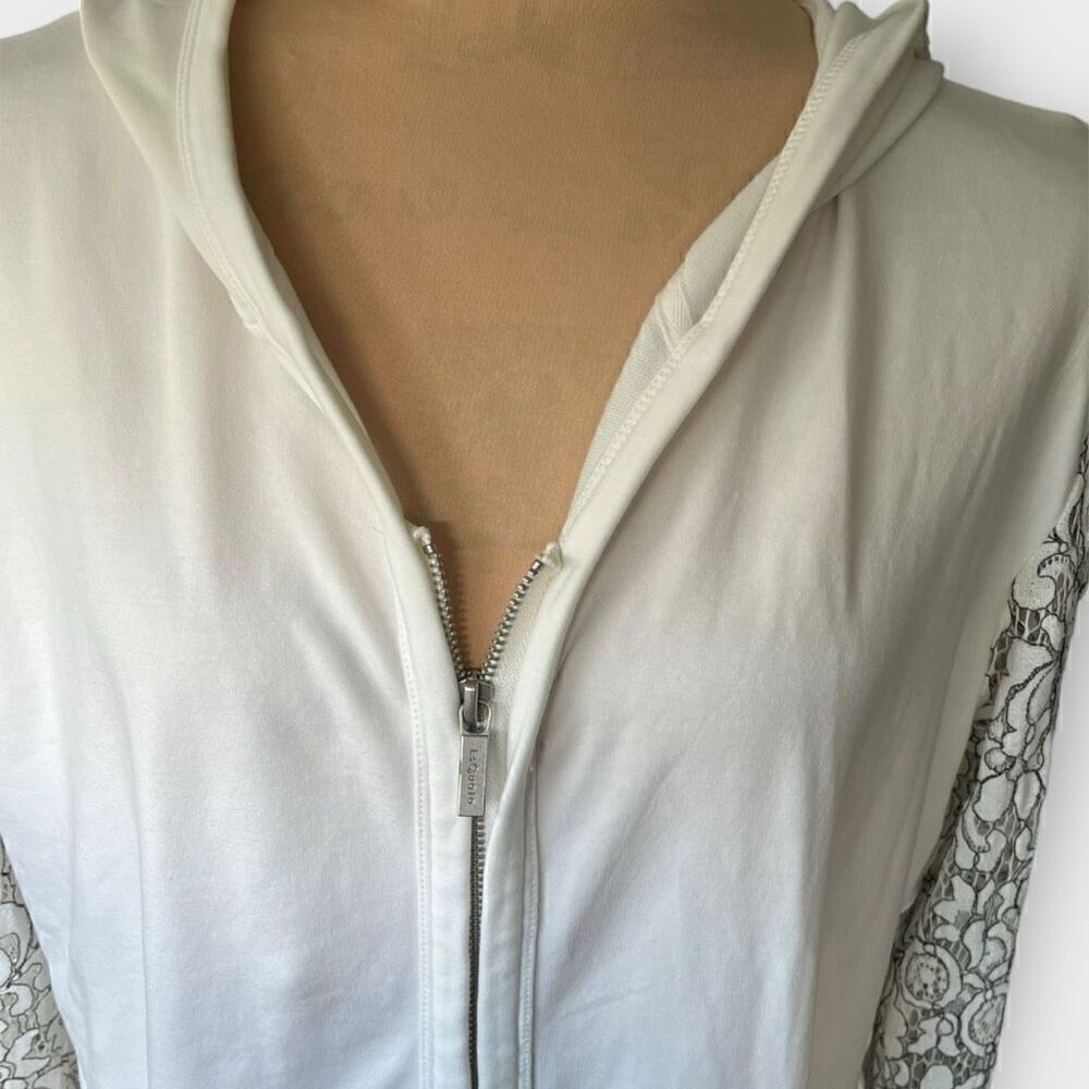 Vintage Esqualo Women’s Small White Embroidered Full Zip Jacket Coat Hooded - Picture 2 of 16